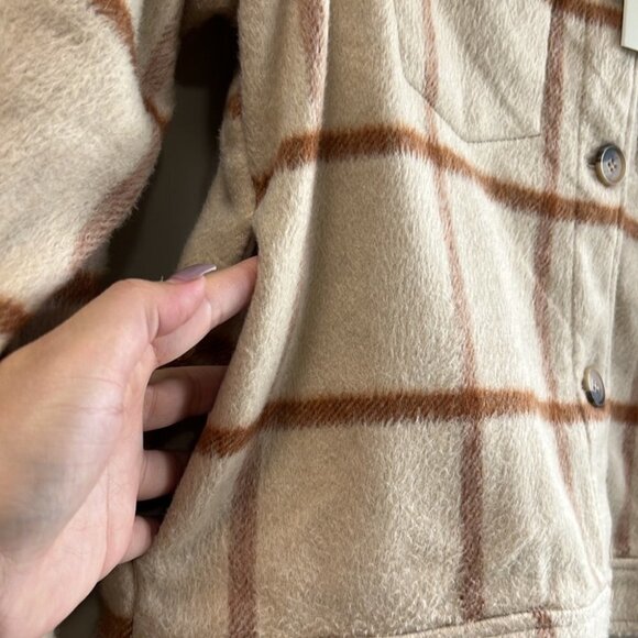 NWT Joie Women’s Wool Blend Cropped Plaid Button Down Jacket Size M - Picture 4 of 9